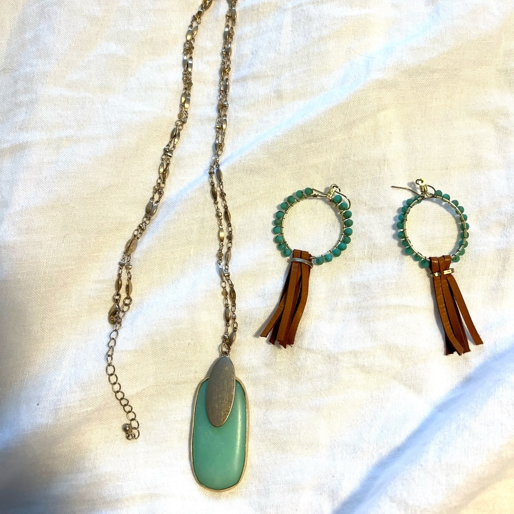 Turquoise pendant necklace & earrings
